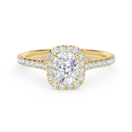 Center of My Universe® Cushion Halo Engagement Ring with Diamond Band