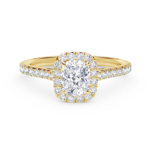 Center of My Universe® Cushion Halo Engagement Ring with Diamond Band